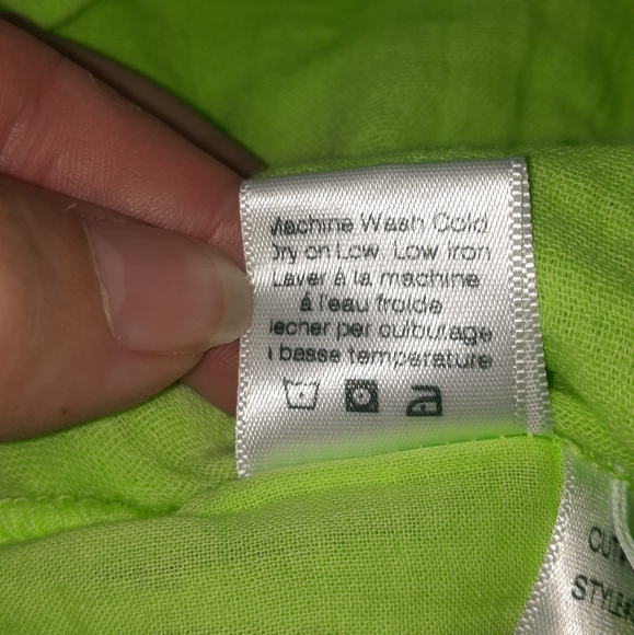 STARKX Elastic High Waist Short Crinkle Gauze Cotton Lime Green Pockets L 9 10 - Picture 10 of 12